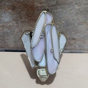 Stained Glass Ballet Sippers Plug In Nightlight Pink White Silver Plate Finish